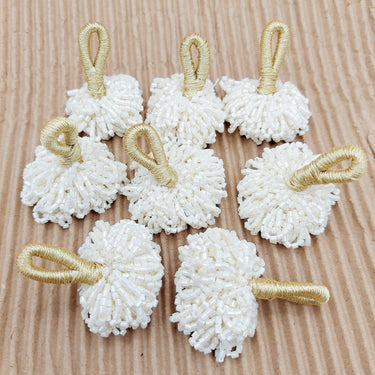 White Bead Tassels Latkan, Indian Latkans, Sewing Latkans